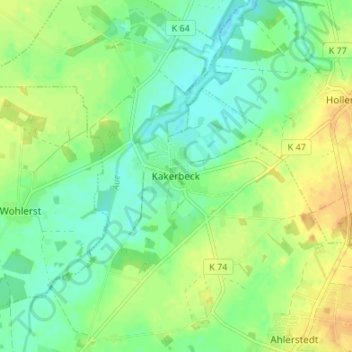 Topografische Karte Kakerbeck, Höhe, Relief