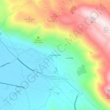 Topografische Karte Santa Vittoria, Höhe, Relief