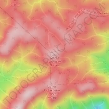 Topografische Karte Morro Loewsky, Höhe, Relief