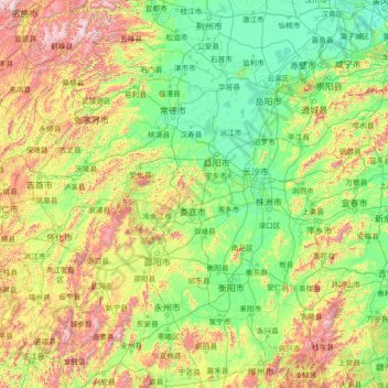 Topografische Karte 湖南省, Höhe, Relief