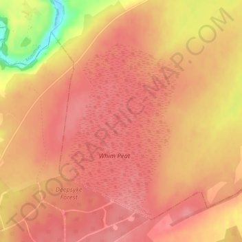 Topografische Karte Auchencorth Moss, Höhe, Relief