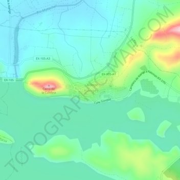 Topografische Karte Alange, Höhe, Relief