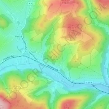 Topografische Karte Sehlberg, Höhe, Relief