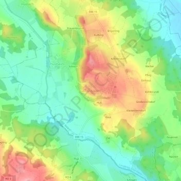 Topografische Karte Jakobsbaiern, Höhe, Relief