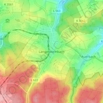 Topografische Karte Langensteinbach, Höhe, Relief