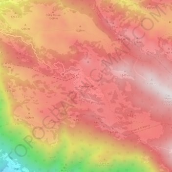 Topografische Karte Campaegli, Höhe, Relief