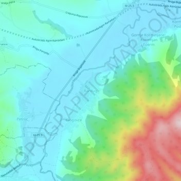 Topografische Karte Ranillug, Höhe, Relief