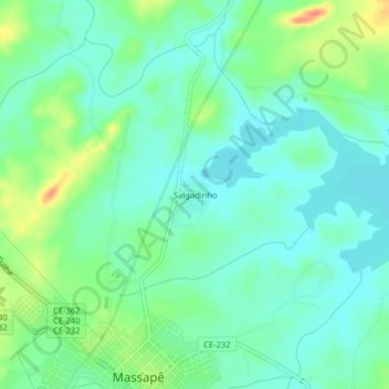 Topografische Karte Salgadinho, Höhe, Relief