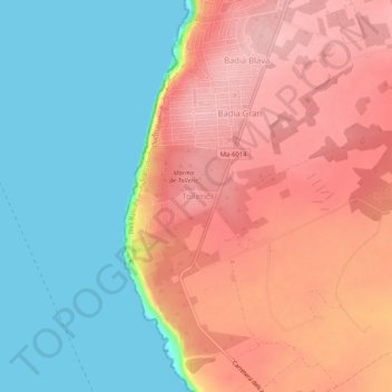 Topografische Karte Tolleric, Höhe, Relief