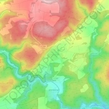 Topografische Karte Erbstetten, Höhe, Relief