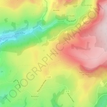 Topografische Karte Les Enfrux, Höhe, Relief