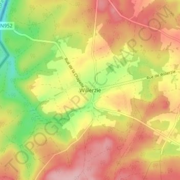 Topografische Karte Willerzie, Höhe, Relief