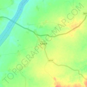 Topografische Karte Kasdol, Höhe, Relief