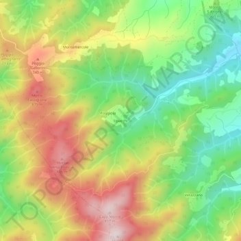 Topografische Karte Upacchi, Höhe, Relief