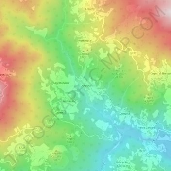 Topografische Karte Dorbora, Höhe, Relief