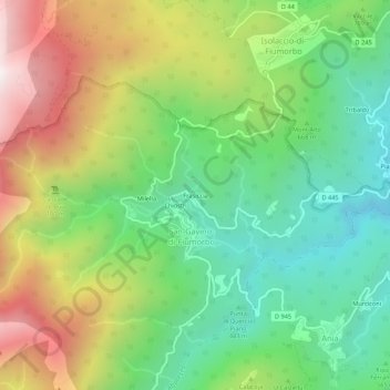 Topografische Karte Frasiccia, Höhe, Relief
