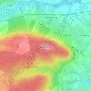 Topografische Karte Mont Castre, Höhe, Relief