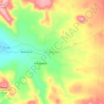 Topografische Karte Pindoguaba, Höhe, Relief