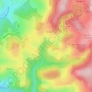 Topografische Karte Bois de la Cascade, Höhe, Relief