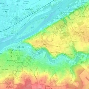 Topografische Karte La Mothe, Höhe, Relief