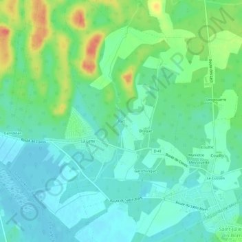 Topografische Karte Tort, Höhe, Relief