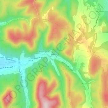 Topografische Karte Espenel, Höhe, Relief