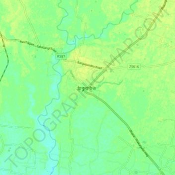 Topografische Karte Thakurgaon, Höhe, Relief