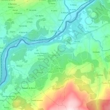 Topografische Karte Carvalheira, Höhe, Relief