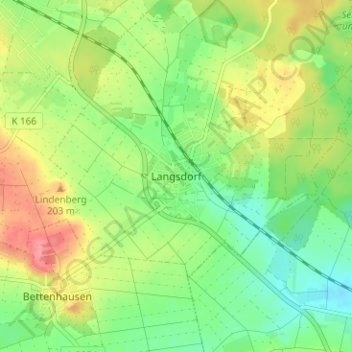 Topografische Karte Langsdorf, Höhe, Relief