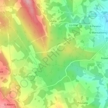 Topografische Karte Devesos, Höhe, Relief