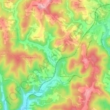 Topografische Karte Pézin, Höhe, Relief