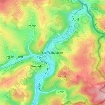 Topografische Karte Steffeshausen, Höhe, Relief