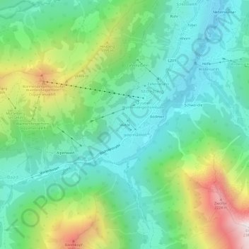 Topografische Karte Stütze, Höhe, Relief