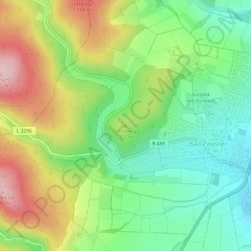 Topografische Karte Treisberg, Höhe, Relief