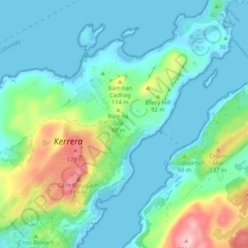 Topografische Karte Balliemore, Höhe, Relief