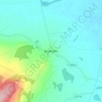Topografische Karte Rosenallis, Höhe, Relief
