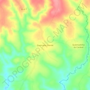 Topografische Karte Queimada Grande, Höhe, Relief