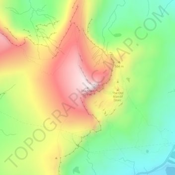 Topografische Karte The Storr, Höhe, Relief