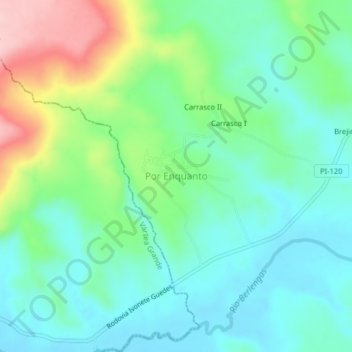 Topografische Karte Por Enquanto, Höhe, Relief