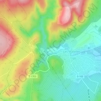 Topografische Karte Les Rebelles, Höhe, Relief