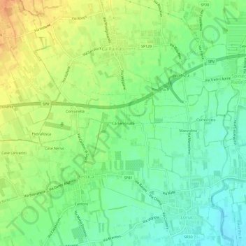 Topografische Karte Cà Ferronato, Höhe, Relief