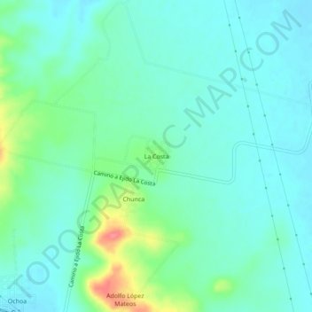 Topografische Karte La Costa, Höhe, Relief