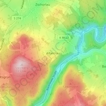 Topografische Karte Albernau, Höhe, Relief