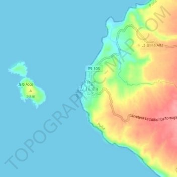 Topografische Karte La Islilla, Höhe, Relief