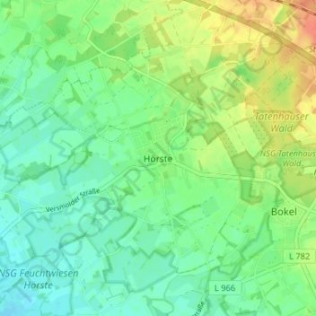 Topografische Karte Hörste, Höhe, Relief