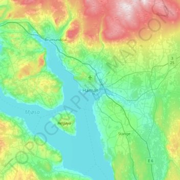 Topografische Karte Hamar, Höhe, Relief