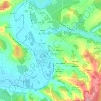 Topografische Karte Chamberliac, Höhe, Relief