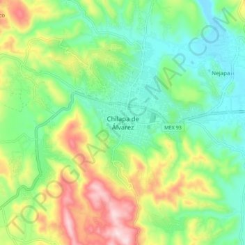 Topografische Karte Chilapa de Álvarez, Höhe, Relief