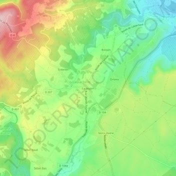 Topografische Karte La Jaujon, Höhe, Relief