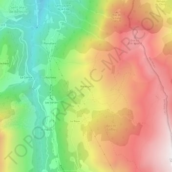 Topografische Karte Béranger, Höhe, Relief